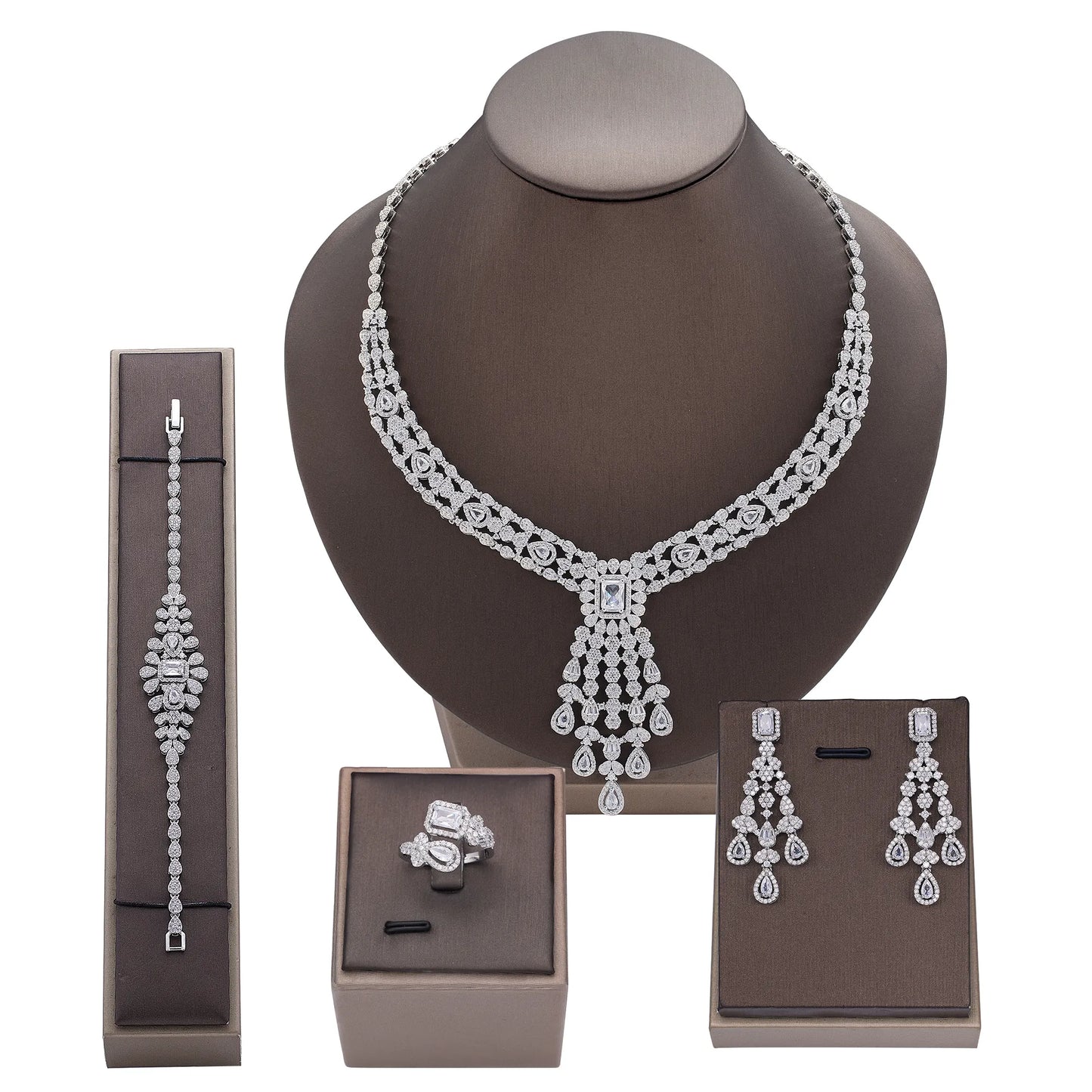 Luxury Full-Diamond Tassel Jewelry Set