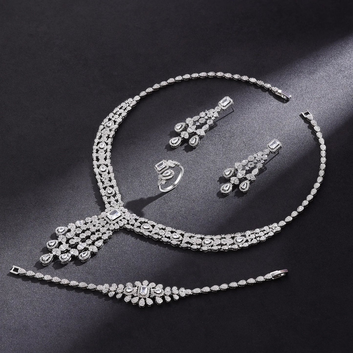 Luxury Full-Diamond Tassel Jewelry Set