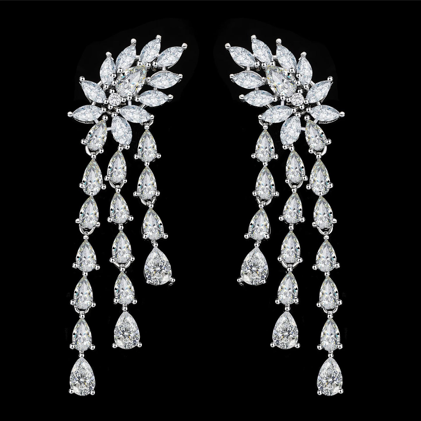 Sophisticated Elegance Leaf Vein Tassel Diamond Set