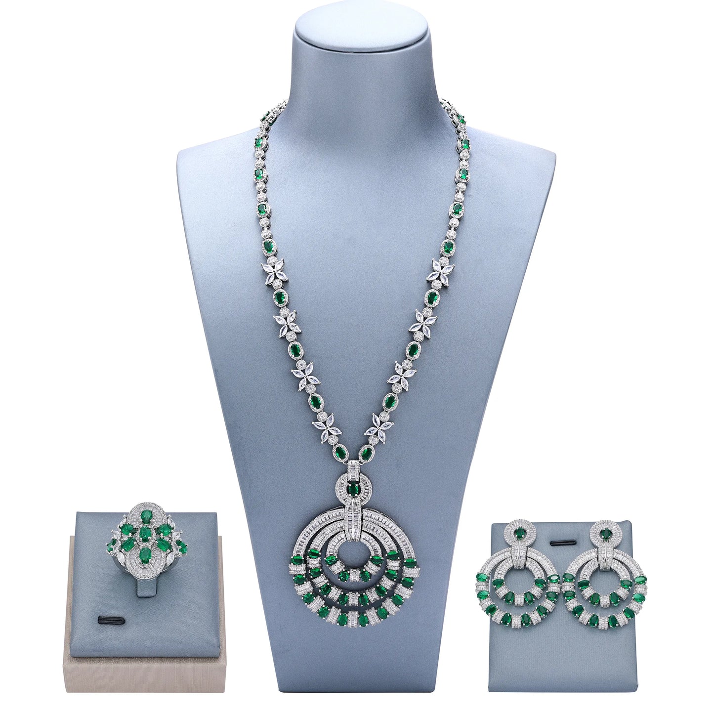 Dazzling Emerald Luxury Jewelry Set